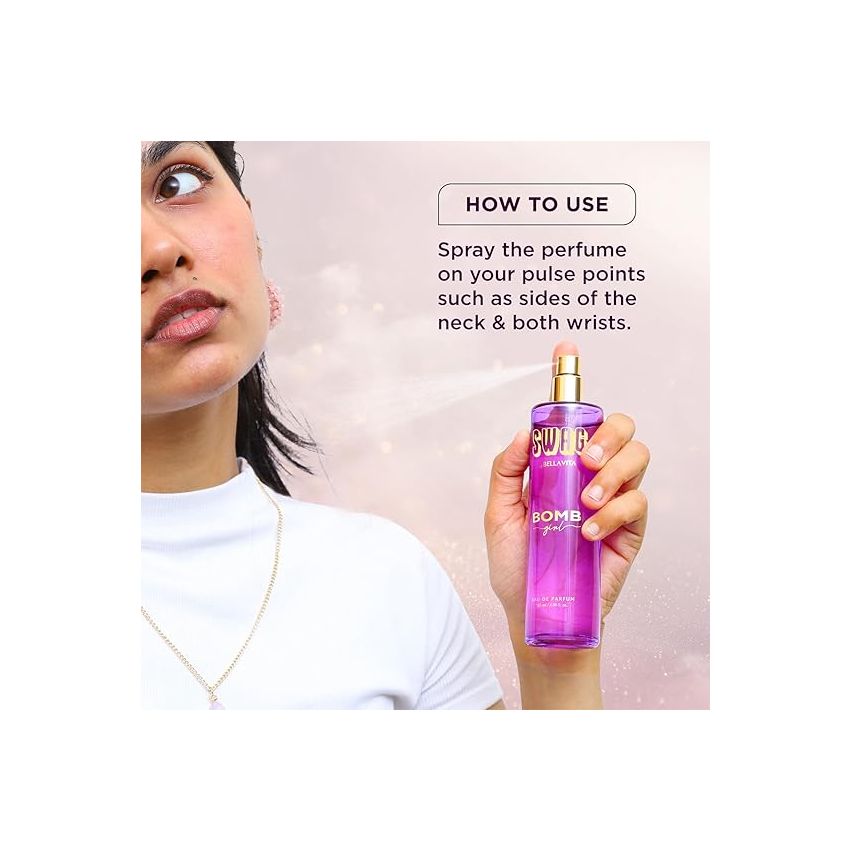 Bella Vita Luxury SWAG BOMB Eau De Parfum Perfume for Woman with Bergamot, Rose, Patchouli & Vanilla|Musky Premium Long Lasting Fragrance Scent 100 ML