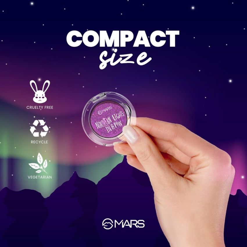 MARS Northern Lights In A Pan Shimmery Eyeshadow With Dual-Tone Shimmer Shades | Single Swipe Pigmentation | Easy To Blend | 0.5Gm | (01-Swirling Sweden), Gold