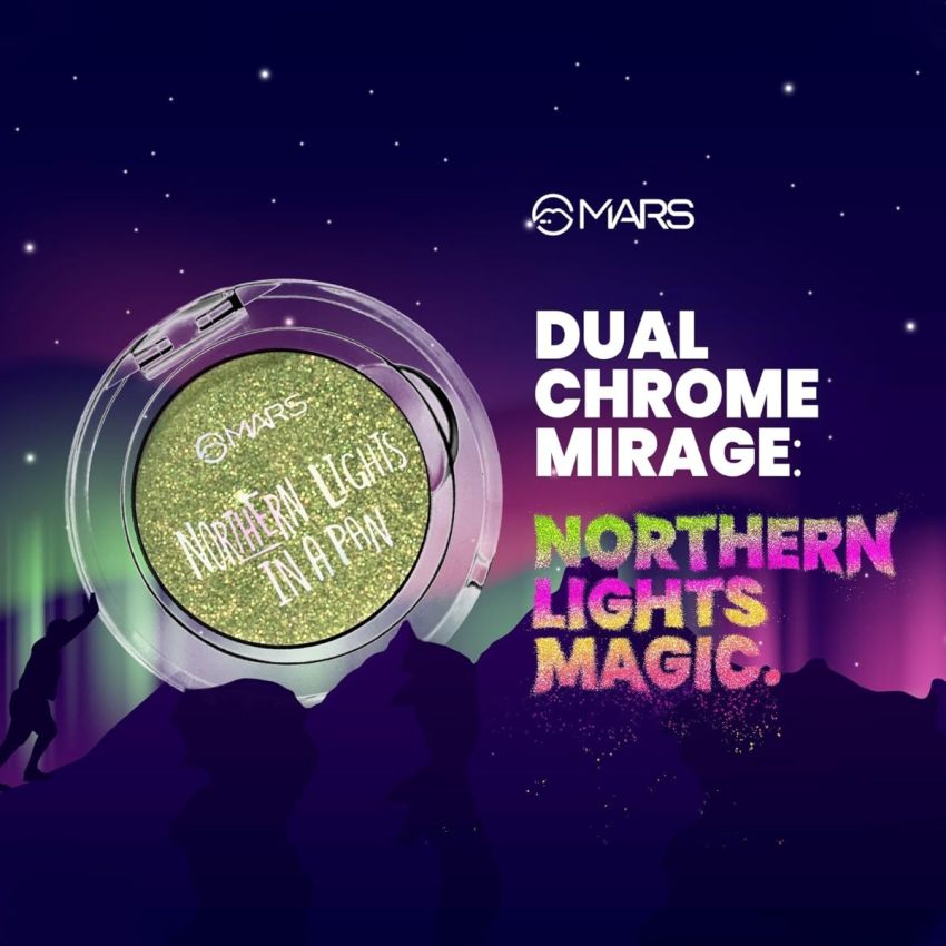 MARS Northern Lights In A Pan Shimmery Eyeshadow With Dual-Tone Shimmer Shades | Single Swipe Pigmentation | Easy To Blend | 0.5Gm | (01-Swirling Sweden), Gold