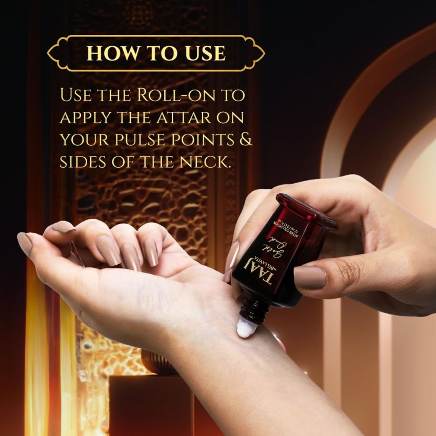 Bella Vita Luxury TAAJ Gold Oud Attar with Caramel, Rose, Jasmine & Orris for Men and Women, Non-Alcoholic Roll On, Long Lasting Fragrance, 12 ML