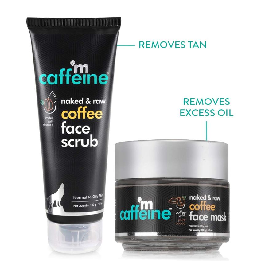 mCaffeine Tan Removal Kit with Face Scrub & Face Mask | Sunday Routine For Face Clean - Up | For Men & Women | Combo for All Skin Types | Pack of 2