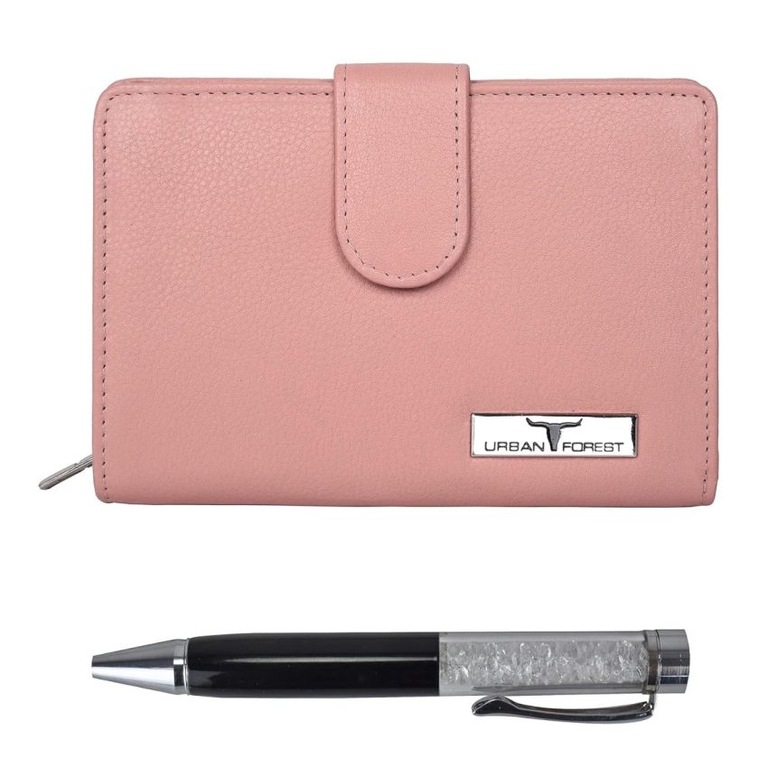 URBAN FOREST Timmy Blue Leather Wallet & Pen Combo Gift Set for Women