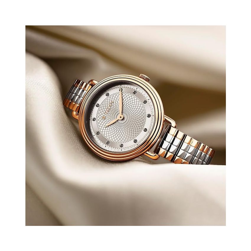 Titan Aura Quartz Analog Silver Dial Stainless Steel Strap Watch for Women-95244KM01/NT95244KM01