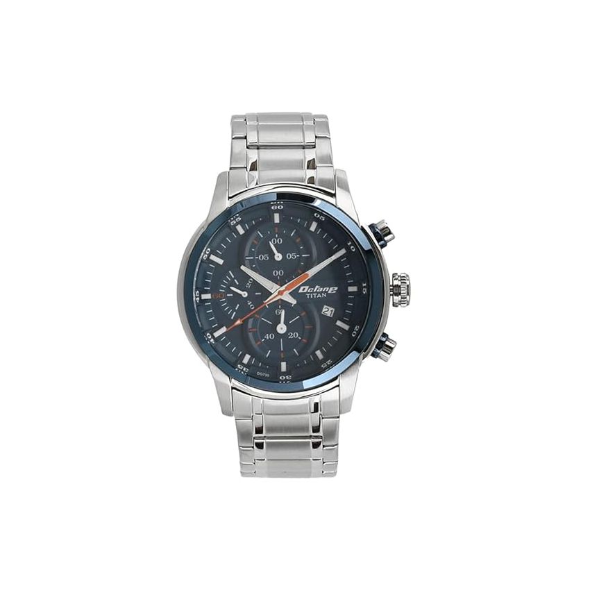 Titan Octane Chronograph Blue Dial Stainless Steel Strap Watch for Men-NS90086KM01/NT90086KM01