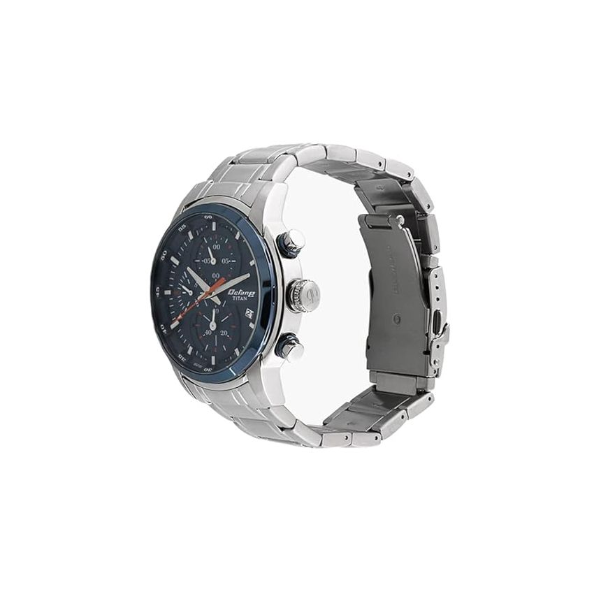 Titan Octane Chronograph Blue Dial Stainless Steel Strap Watch for Men-NS90086KM01/NT90086KM01