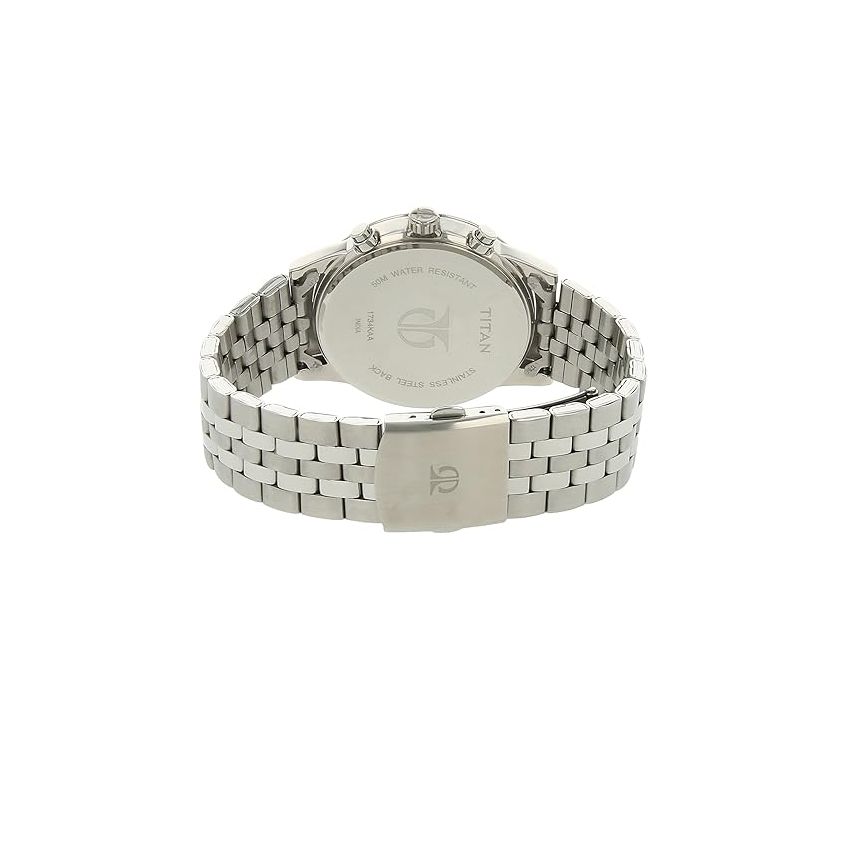 Titan Men's Metropolitan Luxe: Multifunction blue Dial with Two-Tone Stainless Steel Bracelet Watch-NS1734KM01