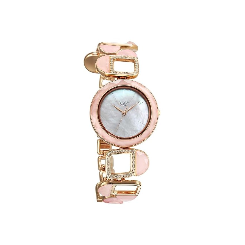 Titan Women Metal Raga New You Phase 2 Analog Watch - 95196Wm01, Band Color-Rose Gold,Dial Color-Silver