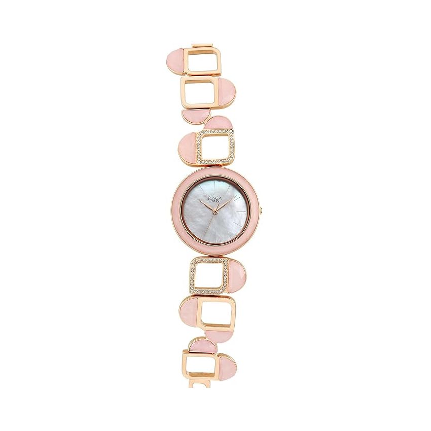 Titan Women Metal Raga New You Phase 2 Analog Watch - 95196Wm01, Band Color-Rose Gold,Dial Color-Silver
