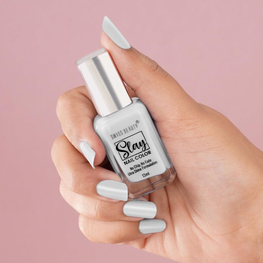 Swiss Beauty Slay Nail Color | Glossy Finish, Long Lasting Nail Paint| Chip resistant, Quick drying Nail Polish | Shade- Drizzle, 25Ml