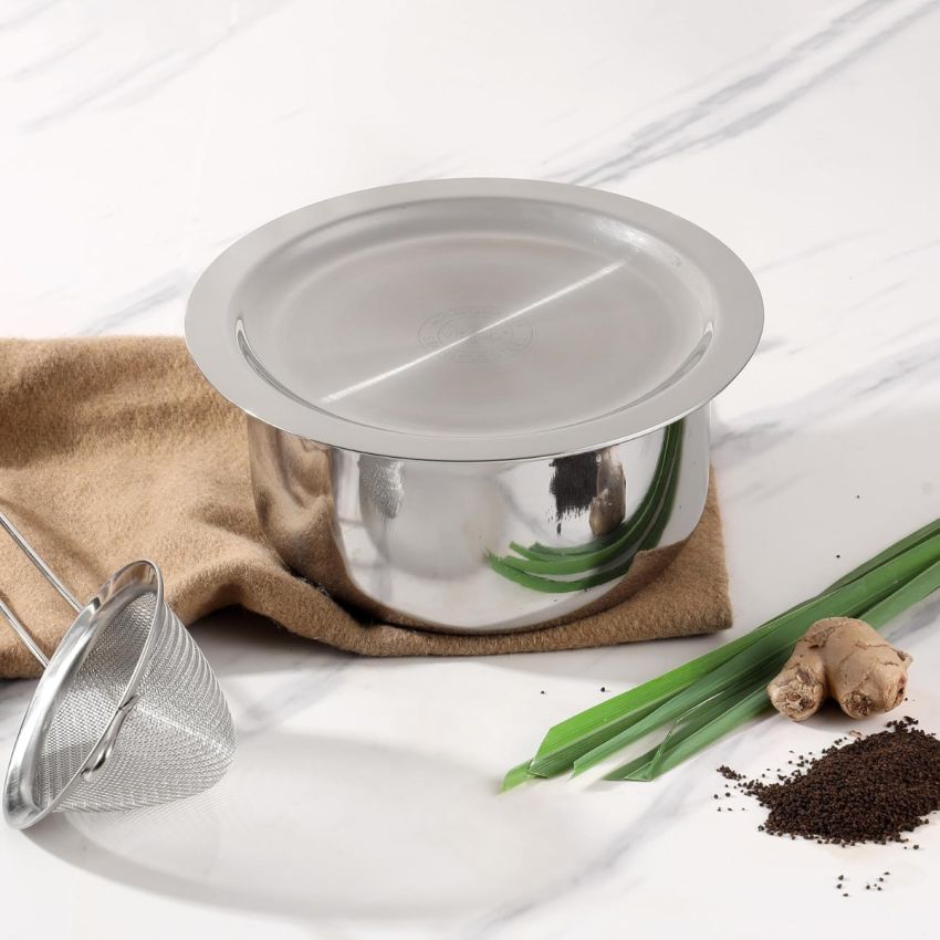 Vinod Platinum Triply Stainless Steel Tope with Stainless Steel Lid 3.5 litres Capacity (20 cm Diameter) - Silver (Induction and Gas Stove Friendly), 5 Years Warranty