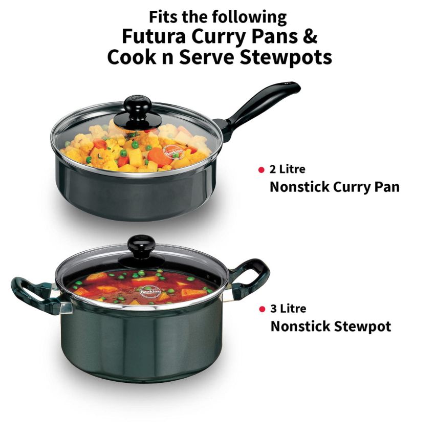 Hawkins 22 cm Glass Lid, Toughened Glass Lid with Stainless Steel Rim, Pan Lid, Transparent (LID22G)