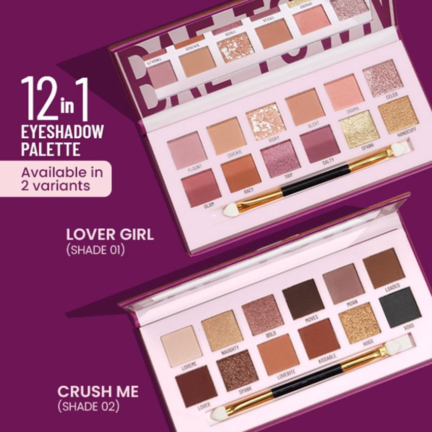 Swiss Beauty Bae Town Eyeshadow Palette with 12 highly pigmented shades | Mix of Mattes, Metallics and Shimmers | Comes with Eye Brush| Shade - Crush Me, 14gm