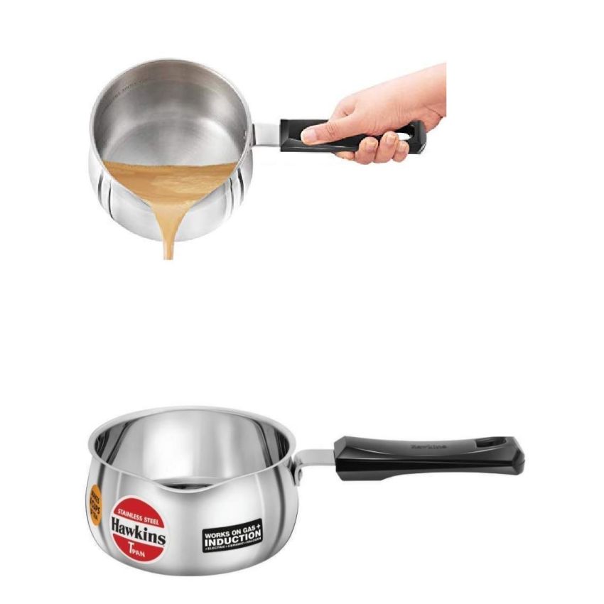 Hawkins Stainless Steel Tpan / Sauce Pan, 1.5 Litres And 1 Litre, Set Of 2 Pcs,Non-Stick, 1.5 Liter
