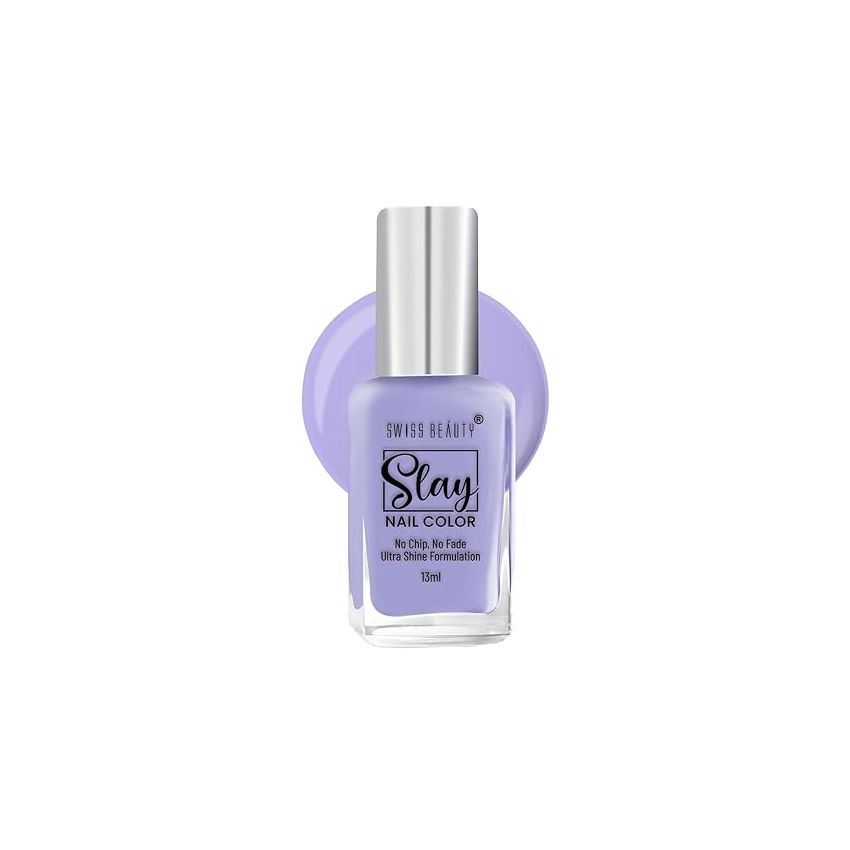 Swiss Beauty Slay Nail Color | Glossy Finish, Long Lasting Nail Paint| Chip resistant, Quick drying Nail Polish | Shade- Lavender Tender, 25Ml