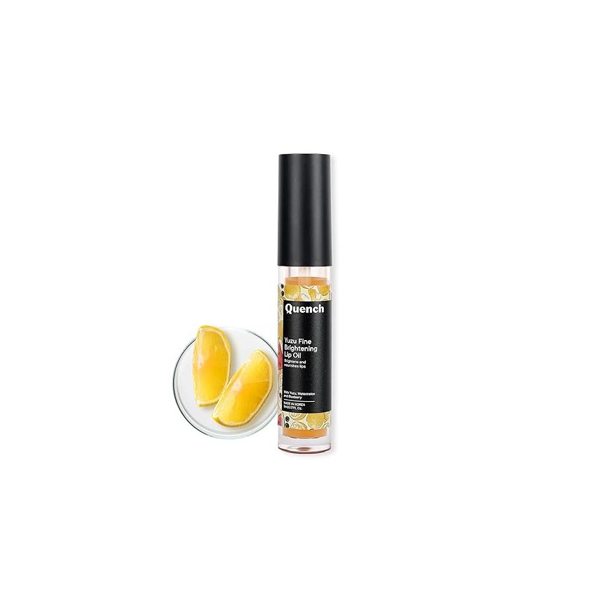 Quench Brightening Korean Lip Oil with Yuzu Vitamin C (Transparent) | Reduces Lip Pigmentation & Lightens Dark Lips | Non-Sticky, Non-Greasy Lip Balm | Made in Korea (5ml)