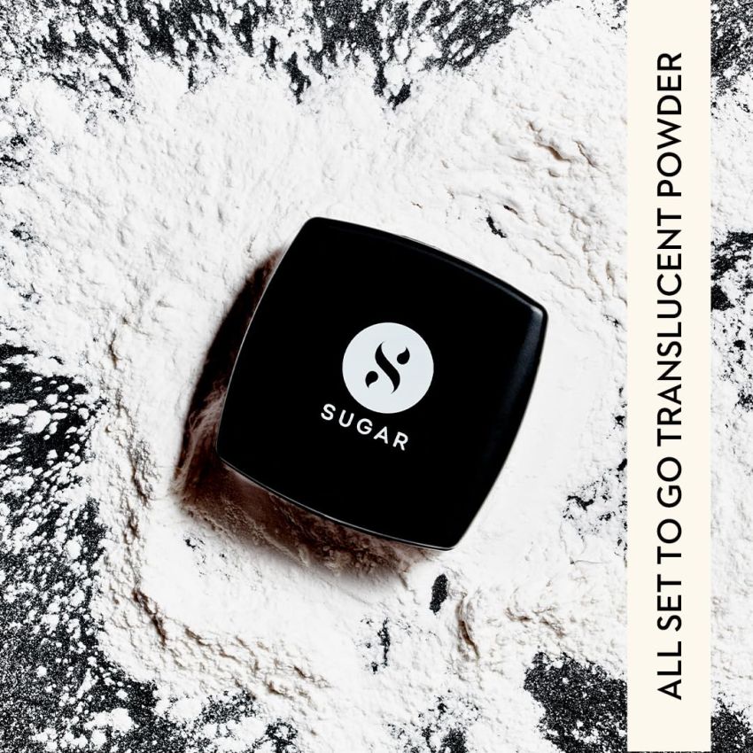 SUGAR Cosmetics All Set to Go Translucent Powder for Face | Setting Loose Powder for Face | Lightweight & Long Lasting | Matte Finish | Lasts Upto 8 hrs | 7gm