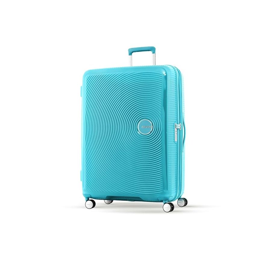American Tourister Curio Spinner Expandable Large Check-in Luggage Bag 77 Cm Polypropylene Hardsided 8 Wheels Suitcase for Travel (Turquoise)