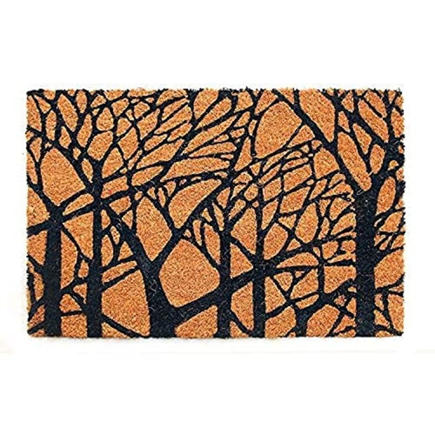 Onlymat Natural Coir Doormat, Trees Print, Anti Slip Long Lasting Mat & Anti-Skid Rubber Backing, Large Entryway Rug for Home, Office, Patio, Bedroom, Living Room, Kitchen, Beige, (60 x 40)