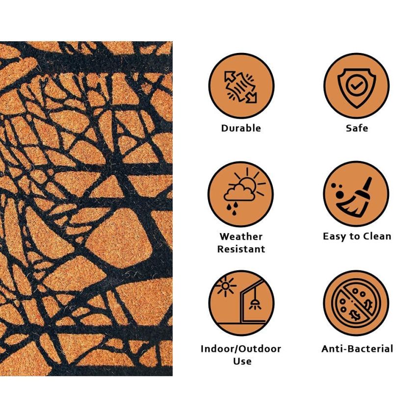 Onlymat Natural Coir Doormat, Trees Print, Anti Slip Long Lasting Mat & Anti-Skid Rubber Backing, Large Entryway Rug for Home, Office, Patio, Bedroom, Living Room, Kitchen, Beige, (60 x 40)