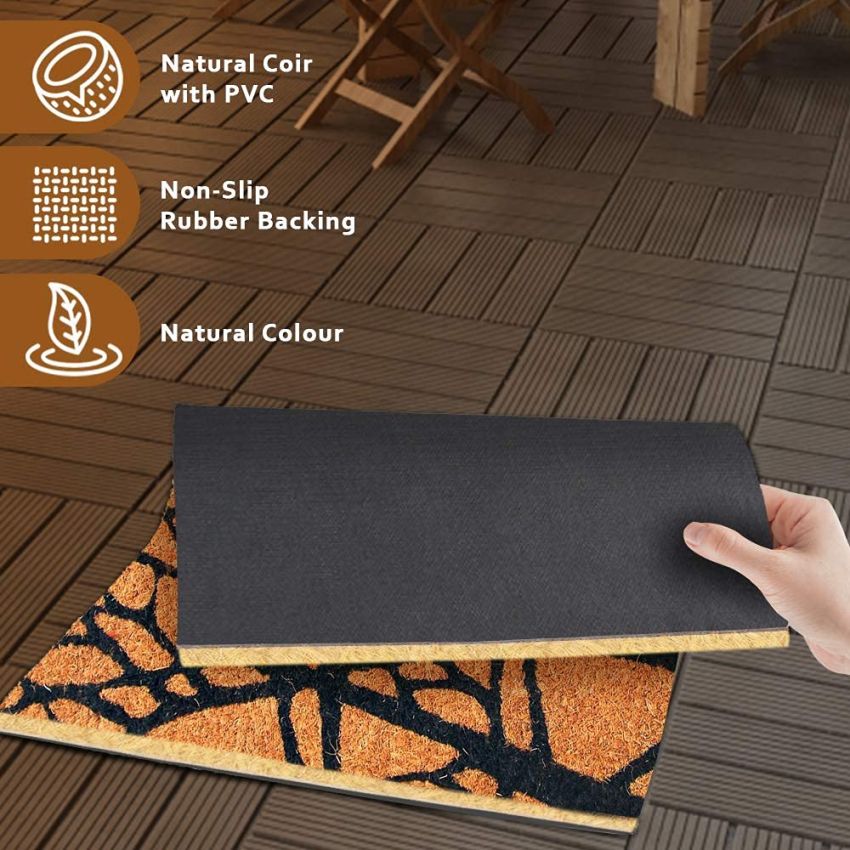 Onlymat Natural Coir Doormat, Trees Print, Anti Slip Long Lasting Mat & Anti-Skid Rubber Backing, Large Entryway Rug for Home, Office, Patio, Bedroom, Living Room, Kitchen, Beige, (60 x 40)