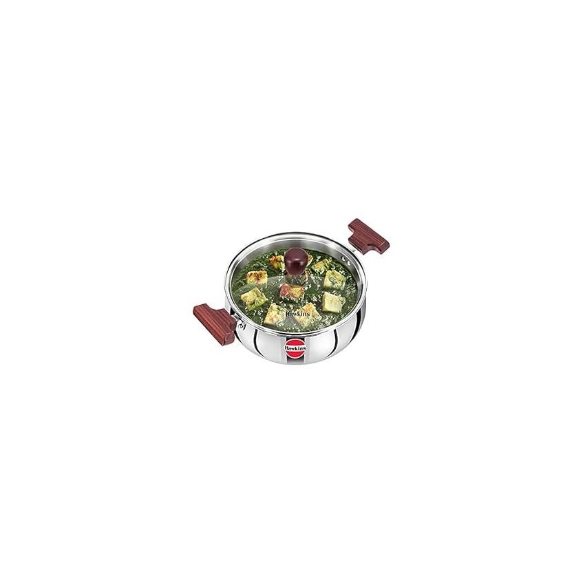 Hawkins Tri-Ply Stainless Steel Induction Compatible Cook n Serve Handi, Capacity 3 L, Diameter 22 cm & Tri-Ply Stainless Steel Induction Compatible Deep-Fry Pan, Capacity 2.5 L, Diameter 26 cm