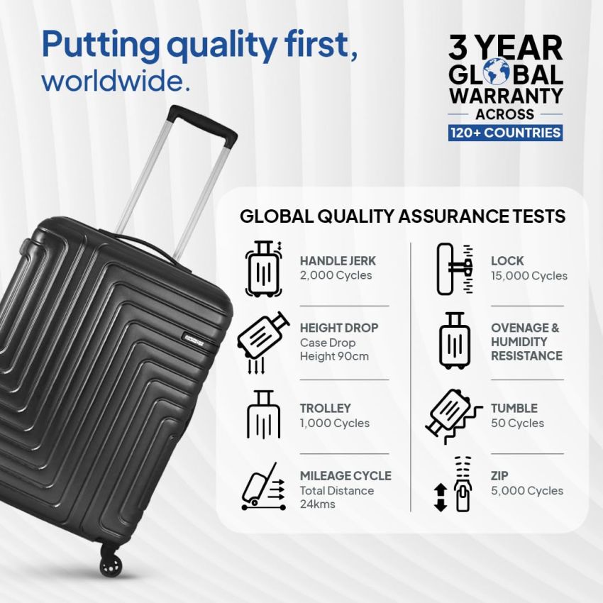 American Tourister Ivy Nxt 55Cm Small Hardside Polycarbonate Cabin Suitcase with Multi-Stage Telescopic 4 Wheels Spinner Trolley and Mounted TSA Lock for Women & Men - Black