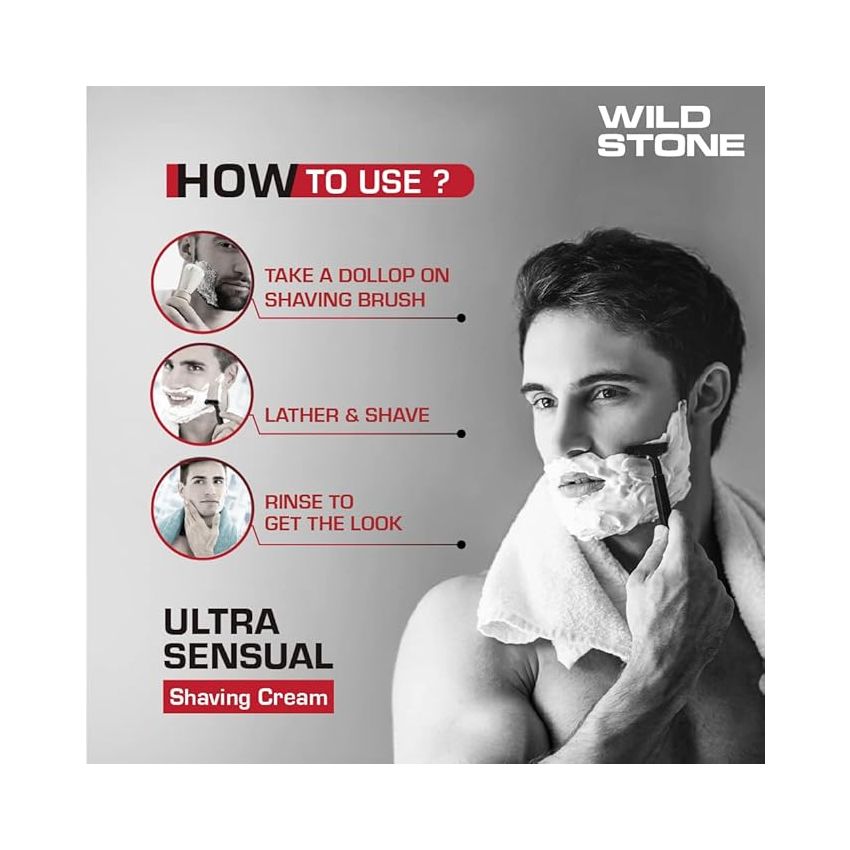 Wild Stone Ultra Sensual Shaving Cream for Men, 78gm