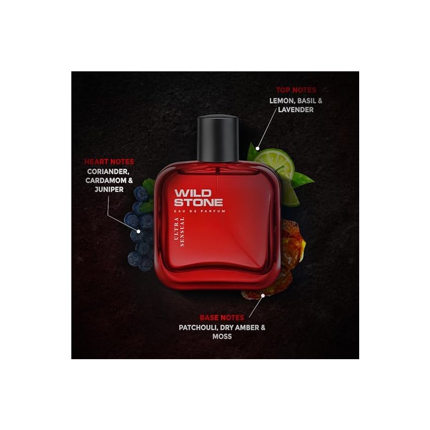 Wild Stone Ultra Sensual Long Lasting Perfume for Men, 100ml, A Sensory Treat for Casual Encounters, Aromatic Blend of Masculine Fragrances