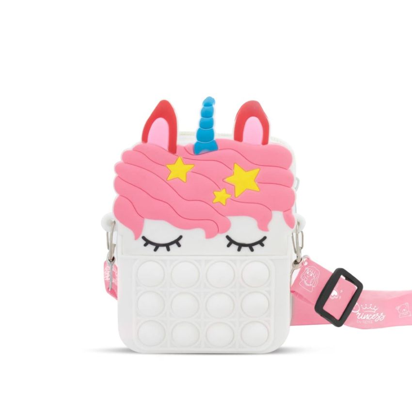 RENEE Princess Unicorn Bag For Pre-Teen Girls Cosmetic Bag, 17 x 15 x 10 Centimeters, White