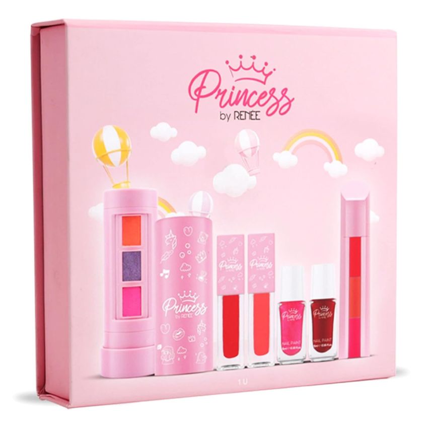 RENEE Princess Beauty Kit Combo Gift for Pre Teens - Includes Unicorn Makeup Kit, Candy 3 in 1 Lipstick, Bubbles Nail Paint & Twinkle Lip Gloss