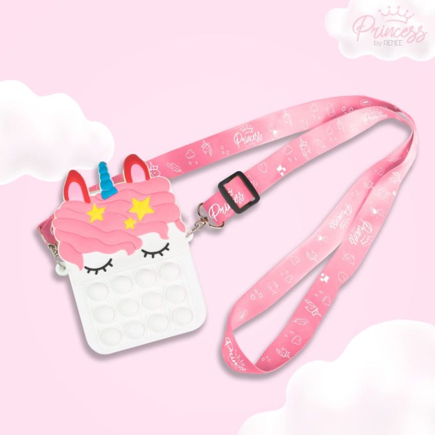 RENEE Princess Unicorn Bag For Pre-Teen Girls Cosmetic Bag, 17 x 15 x 10 Centimeters, White