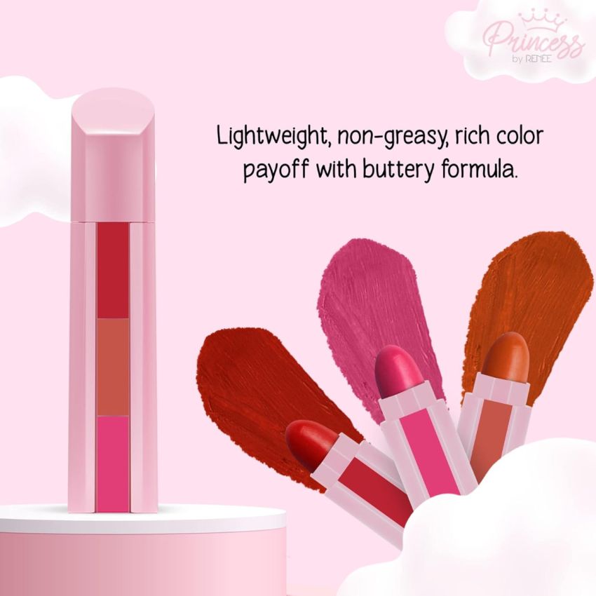 RENEE Princess Beauty Kit Combo Gift for Pre Teens - Includes Unicorn Makeup Kit, Candy 3 in 1 Lipstick, Bubbles Nail Paint & Twinkle Lip Gloss