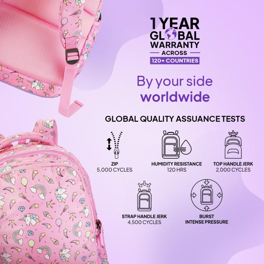 American Tourister Starlet, 25.5L Volume School Backpack with Front Organizer and Spacious Interiors for Girls & Women - Unicorn Tales