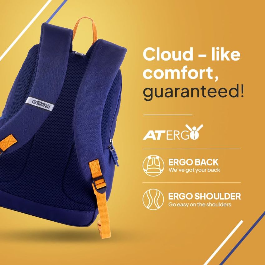 American Tourister Carter, 28L Volume College and Office Laptop Backpack with Front Organizer and Spacious Interiors for Men & Women - Naval