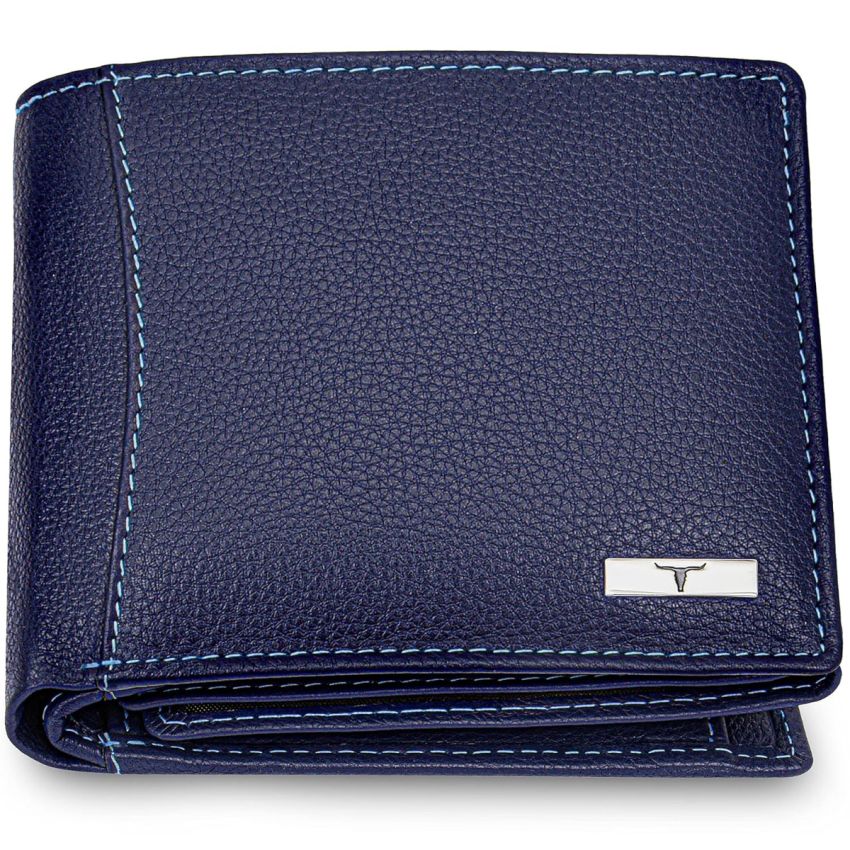 URBAN FOREST Oliver Blue Leather Wallet for Men, 6 Card Slot