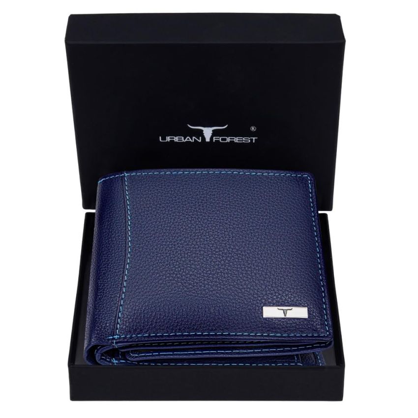 URBAN FOREST Oliver Blue Leather Wallet for Men, 6 Card Slot