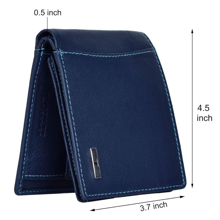 URBAN FOREST Oliver Blue Leather Wallet for Men, 6 Card Slot