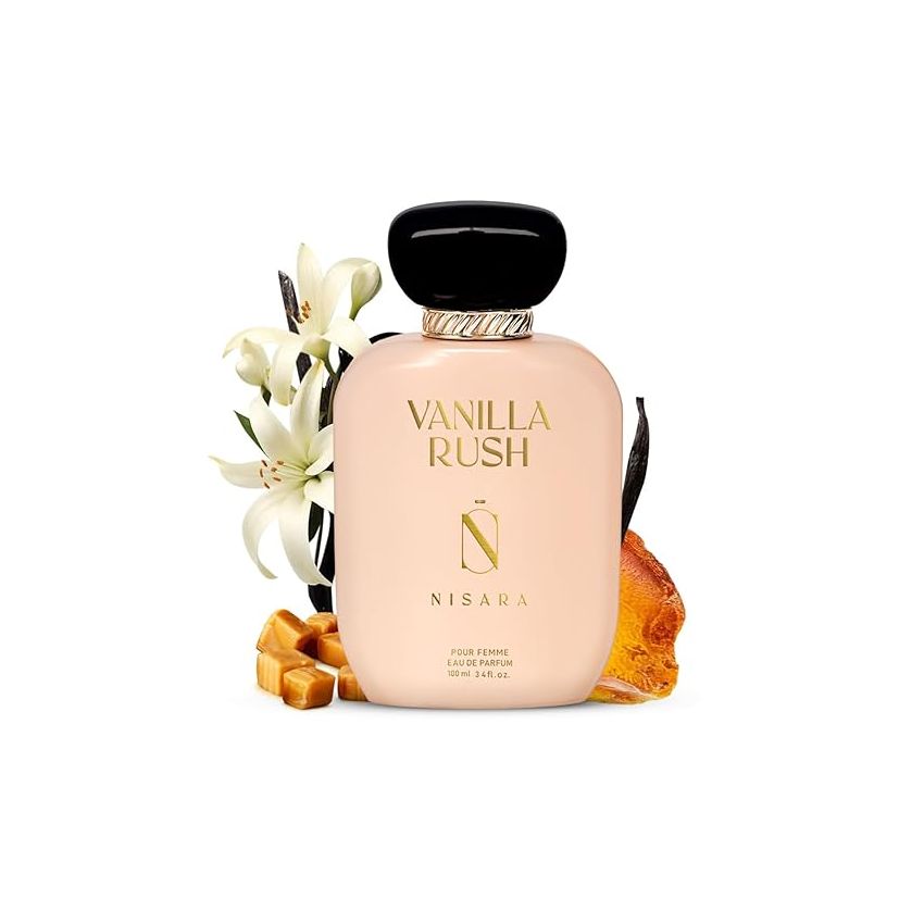 Nisara Vanilla Rush Perfume for Women 100ml | Girl Long Lasting Eau De Parfum | Ambery-Vanilla Fragrance | With Orchid, White Floral, Amber, Musk Wood, Patchouli & Vanilla Notes | EDP Scent for Women | Premium Perfume I