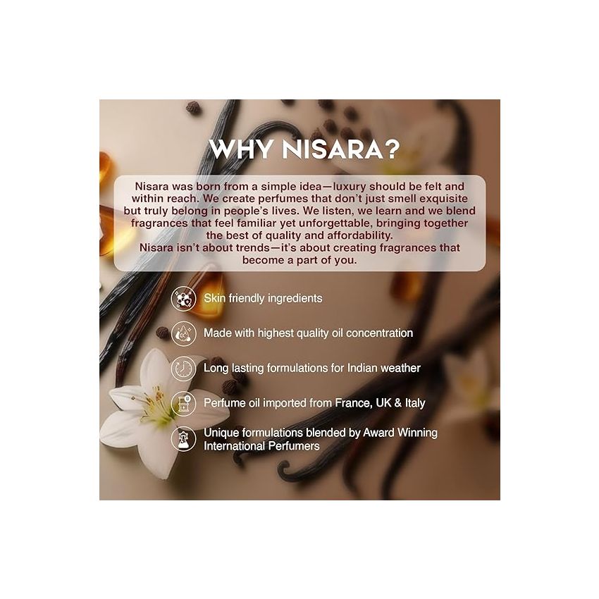 Nisara Vanilla Rush Perfume for Women 100ml | Girl Long Lasting Eau De Parfum | Ambery-Vanilla Fragrance | With Orchid, White Floral, Amber, Musk Wood, Patchouli & Vanilla Notes | EDP Scent for Women | Premium Perfume I