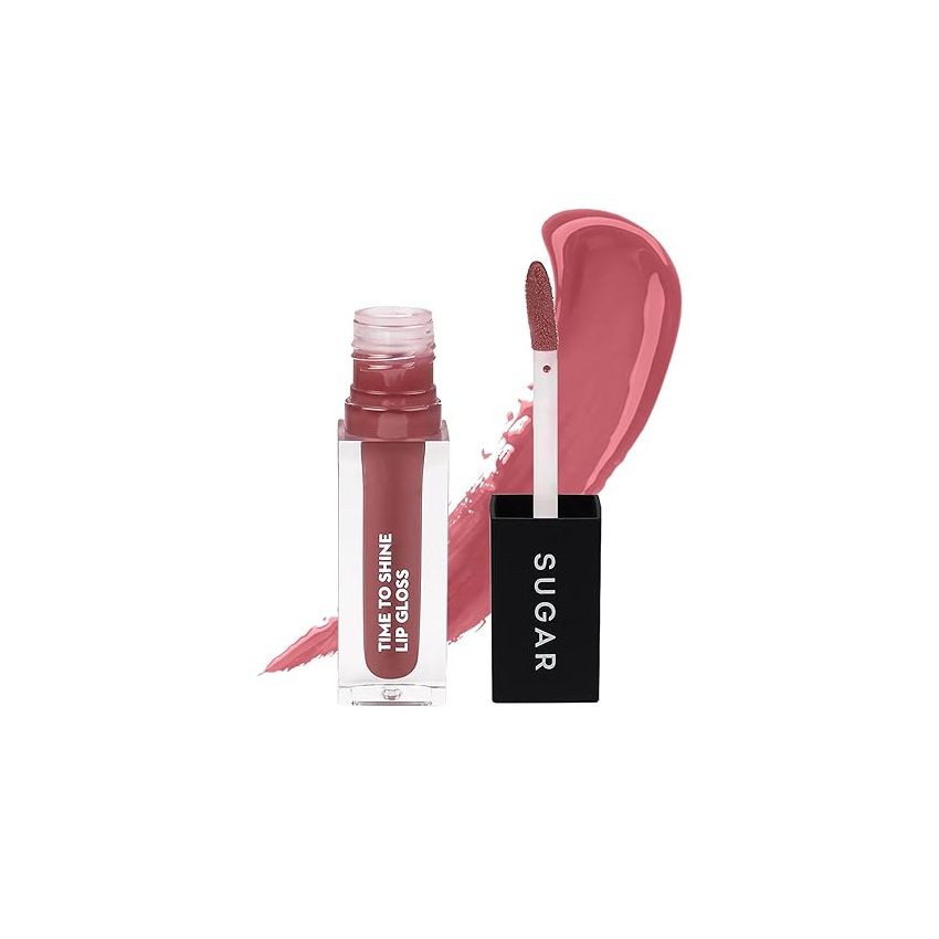 SUGAR Cosmetics - Time To Shine - Lip Gloss - 02 Velma Pinkley (Pink Nude) - 4.5 gms - High Shine Lip Gloss with Jojoba Oil