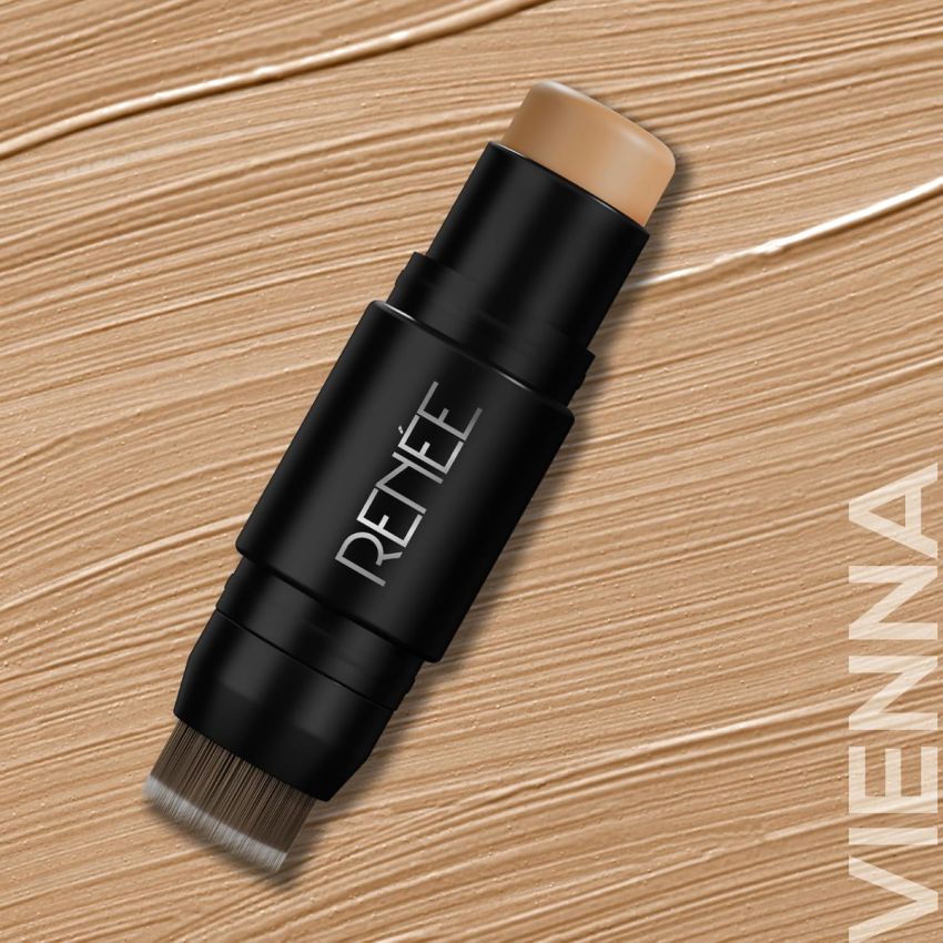 RENEE Face Base Foundation Stick - Vienna, 8gm| Enriched with White Clay, Weightless, Long-lasting, Velvet Matte Finish formula Provides Full Coverage