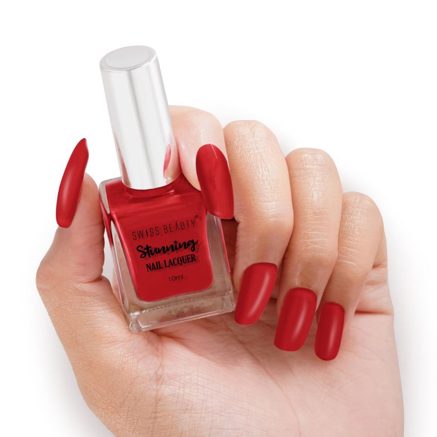 Swiss Beauty Stunning Nail Lacquer | Chip Resistant, Quick drying nail paint | Highly Pigmented with high shine Nail polish | Shade - Venetian Velvet, 10gm