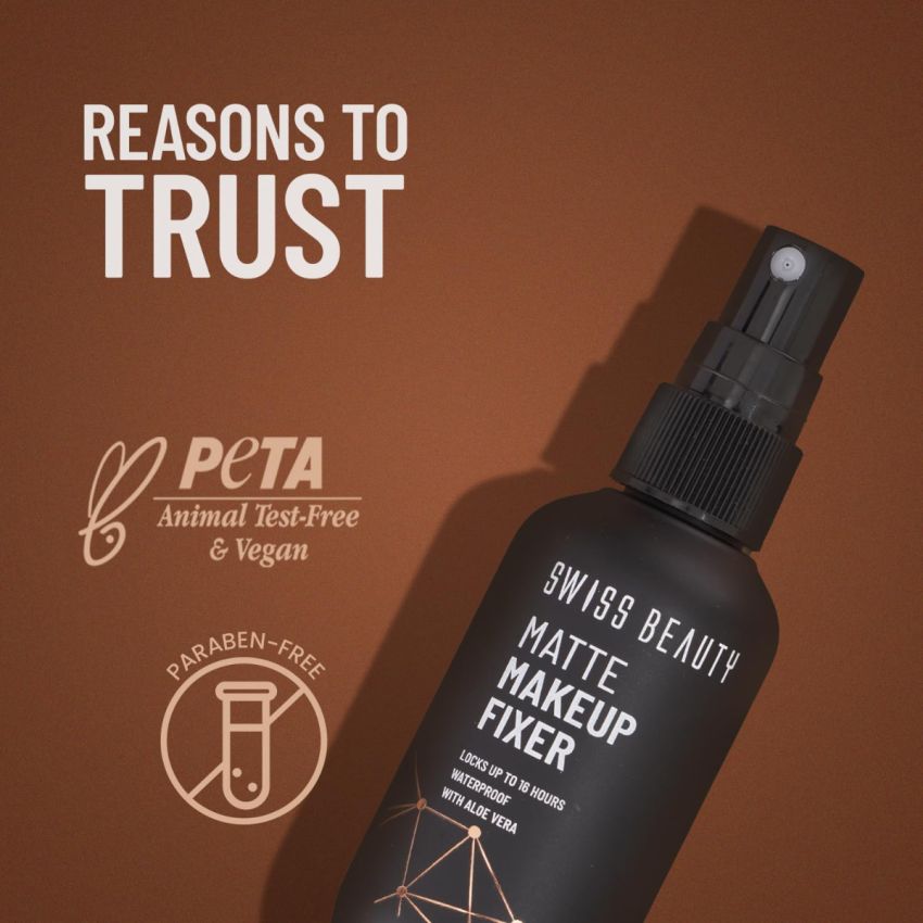 Swiss Beauty Matte Makeup Fixer | 16 Hours Matte Finish | With Vitamin E and Aloe Vera | Waterproof | 70ml