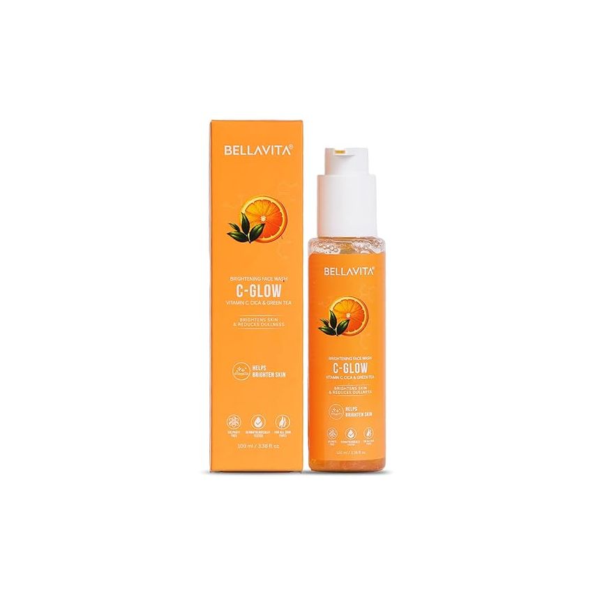 Bella Vita Organic Vitamin C-Glow Natural Face Wash with Honey, Aloe and Sandalwood, Oil Control, Acne Removal and Glowing Skin for Men and Women - 100 ml
