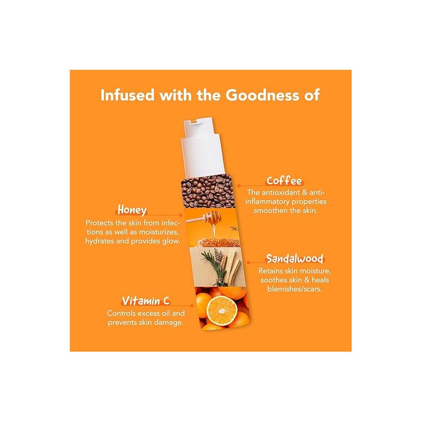 Bella Vita Organic Vitamin C-Glow Natural Face Wash with Honey, Aloe and Sandalwood, Oil Control, Acne Removal and Glowing Skin for Men and Women - 100 ml