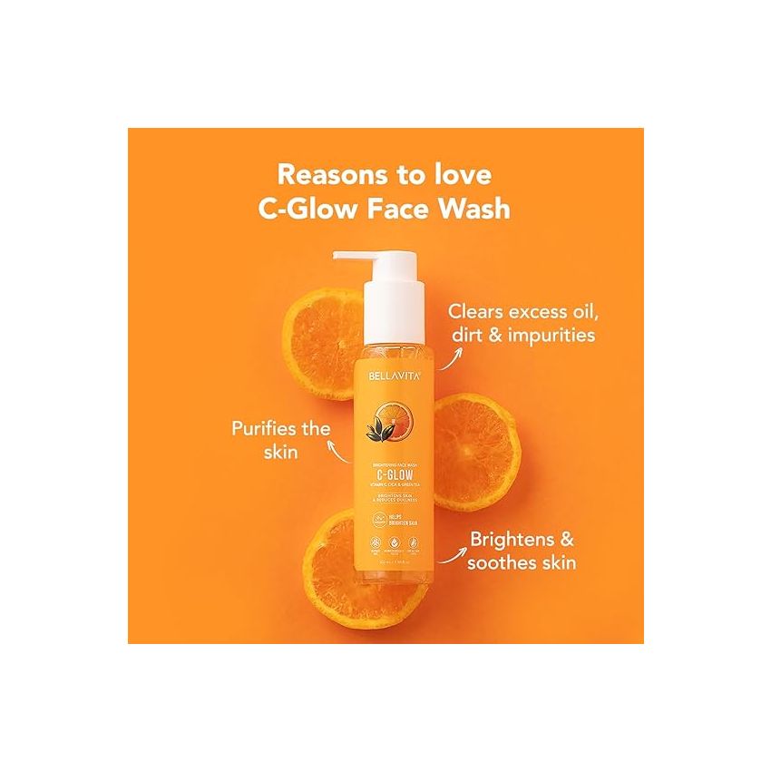 Bella Vita Organic Vitamin C-Glow Natural Face Wash with Honey, Aloe and Sandalwood, Oil Control, Acne Removal and Glowing Skin for Men and Women - 100 ml