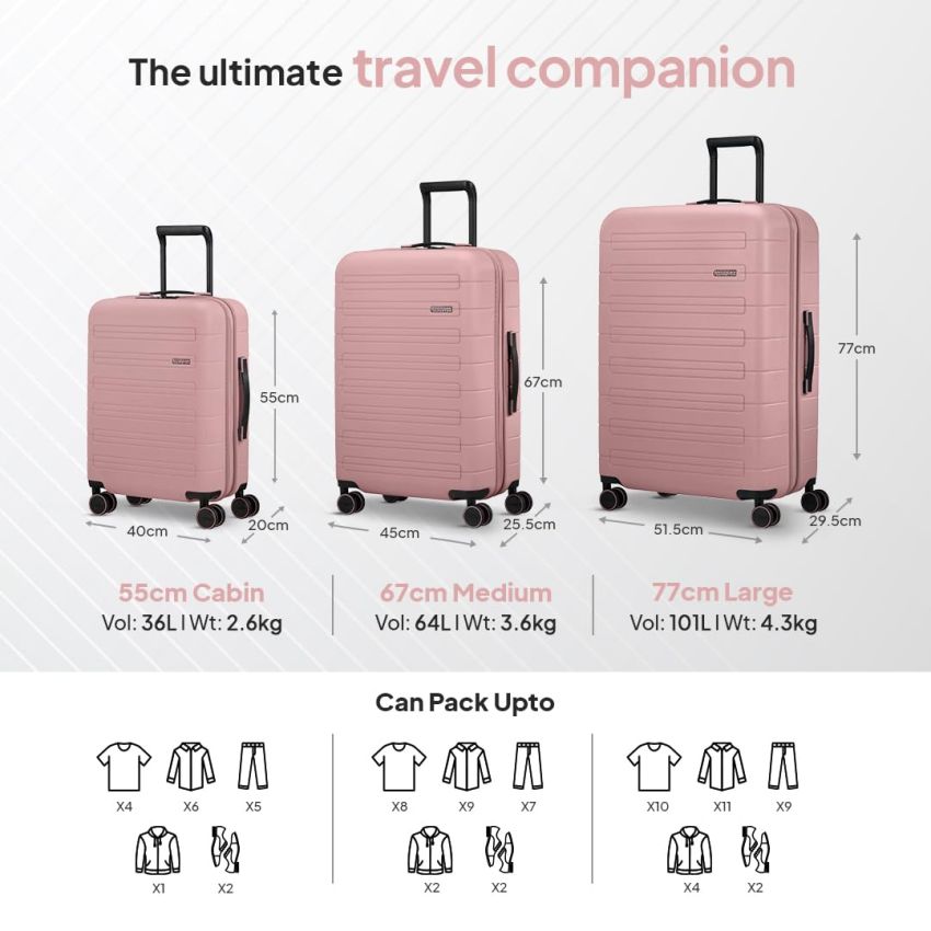 American Tourister Novastream 55 cms Small Hardside Polycarbonate Cabin Suitcase with TSA Lock and USB Port - Vintage Pink