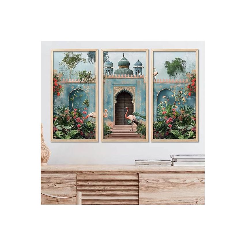 kotart - Madhubani Art Painting with Frame for Living Room | Painting for wall Decoration |Traditional Indian Art Pichwai Wall Décor Paintings SET OF 3 (10X19 INCH, E)