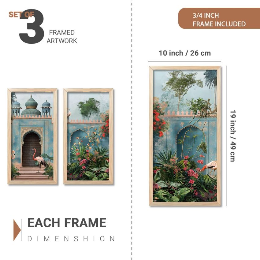 kotart - Madhubani Art Painting with Frame for Living Room | Painting for wall Decoration |Traditional Indian Art Pichwai Wall Décor Paintings SET OF 3 (10X19 INCH, E)