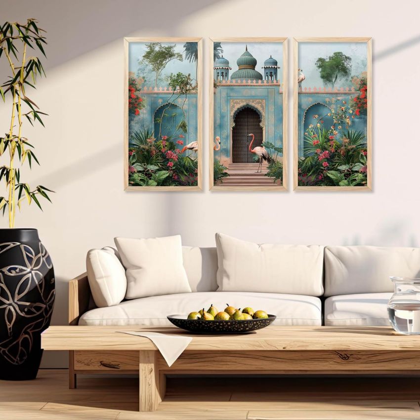 kotart - Madhubani Art Painting with Frame for Living Room | Painting for wall Decoration |Traditional Indian Art Pichwai Wall Décor Paintings SET OF 3 (10X19 INCH, E)